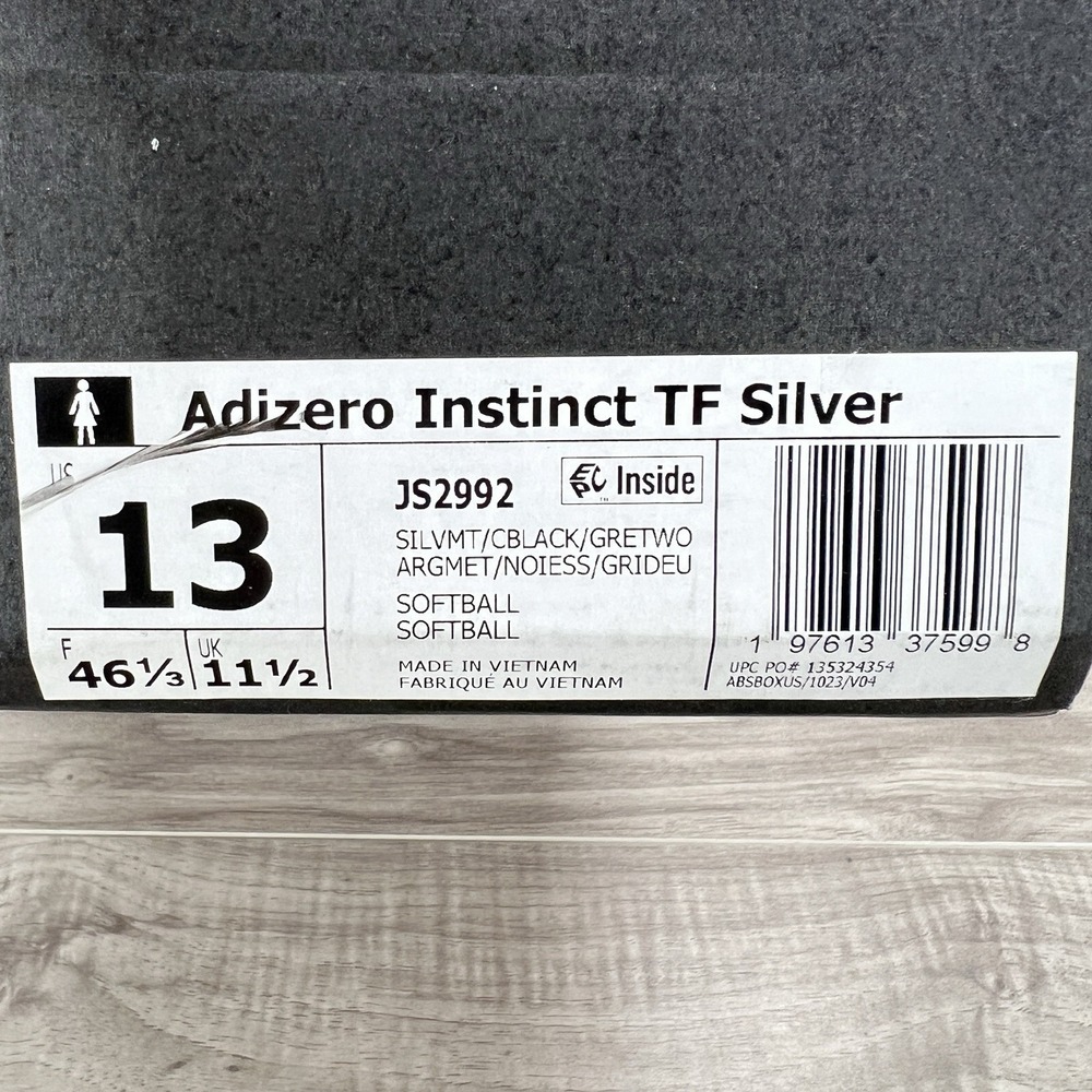 Adidas Adizero Instinct TF Softball Cleats Silver Black Women 13 / Men 12 JS2992 - Picture 9 of 9